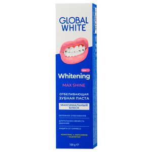 Global White Паста зубная Max Shine отбеливающая 100 г отбеливающая зубная паста global white max shine 100 г