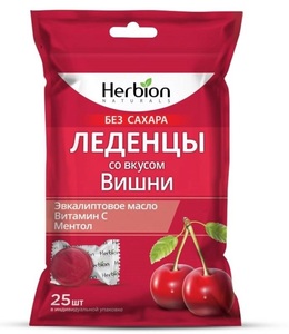 Herbion Леденцы со вкусом вишни без сахара 2,5 г 25 шт кармолис мед и витамин с детские вишня леденцы 75г