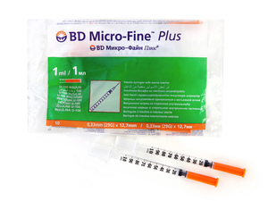 Шприц инсулиновый BD Micro-Fine Plus Demi 1 мл U-100 29G 10 шт микро плюс микро плюс максидин 0 15 5 флаконов по 5 мл для собак и кошек 6 г