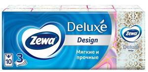 Zewa Deluxe Design Платочки бумажные носовые 100 шт платочки zewa deluxe клубника 21 х 21 см 10 пачек