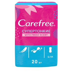 Carefree Fresh Scent Салфетки супертонкие 20 шт carefree carefree салфетки plus large fresh ароматизированные