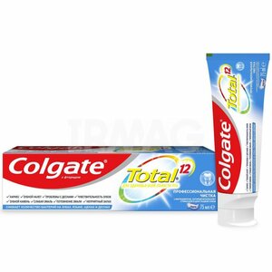 Colgate Total 12 Паста зубная профессиональная чистка 75 мл бамбуковая зубная паста с древесным углем освежающий мятный вкус гигиена полости рта очистка средство для чистки зубов