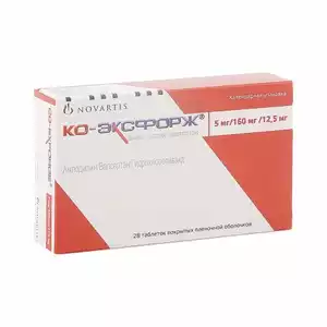 Ко-Эксфорж Таблетки покрытые пленочной оболочкой 5 мг + 160 мг + 12,5 мг 28 шт
