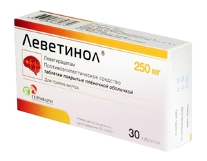 Леветинол Таблетки покрытые пленочной оболочкой 250 мг 30 шт