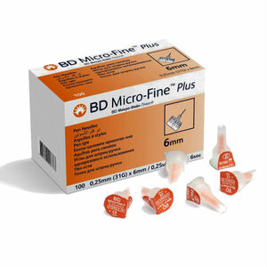 Micro-Fine Plus Иглы 0,25 мм х 6 мм 31G 100 шт bd micro fine plus шприц инсулиновый u 100 1 мл 0 25 мм 31g х 6 мм 10 шт