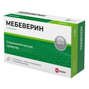Мебеверин Велфарм Капсулы с пролонгированным высвобождением 200 мг 30 шт дюспаталин капсулы с пролонгированным высвобождением 200 мг 30 шт