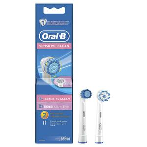 Oral-B Насадки сменные для электрических зубных щеток Sensi Ultrathin и Sensitive Clean для бережной чистки 2 шт насадки braun oral b sensi ultrathin 4 шт