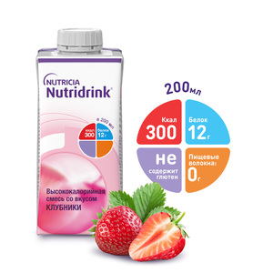 Nutridrink вкус клубники 200 мл nutridrink компакт протеин вкус клубники 125 мл 4 шт