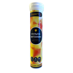 Superum Мультивитамин Таблетки шипучие со вкусом лимон-апельсин 20 шт таблетка solgar фолиевая кислота