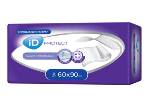 iD Protect Пеленки одноразовые впитывающие 60 Х 90 см 5 шт одноразовые впитывающие пеленки для малышей id protect expert 60x90 30 шт