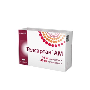 Телсартан АМ таблетки 10 мг + 40 мг 28 шт