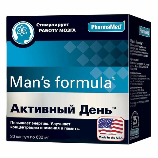 Man's formula Активный день Капсулы массой 630 мг 30 шт