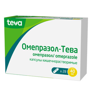 Омепразол-Тева Капсулы кишечнорастворимые 40 мг 28 шт омепразол тева 20 мг 14 шт капсулы