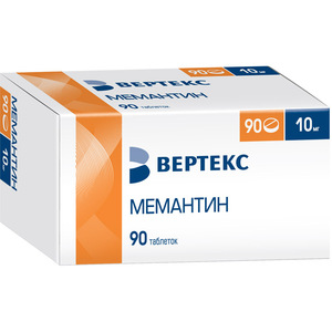 Мемантин-Вертекс Таблетки покрытые пленочной оболочкой 10 мг 90 шт акатинол мемантин таблетки поктрытые пленочной оболочкой 10 мг 90 шт