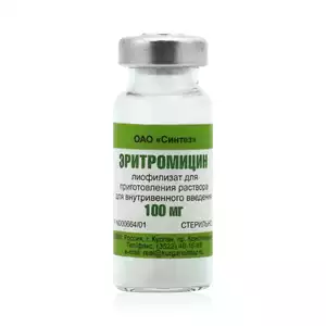 Эритромицина фосфат порошок лиофилизат для инъекций флакон 100 мг 50 шт