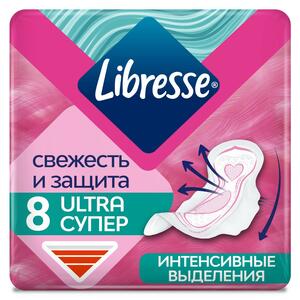 Libresse Прокладки Ultra Super с мягкой поверхностью 8 шт прокладки с мягкой поверхностью normal ultra libresse либресс 10шт