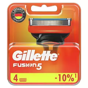 Сменные Кассеты Gillette Fusion5 Для Мужской Бритвы с 5 лезвиями и точным триммером для труднодоступных мест 4 шт