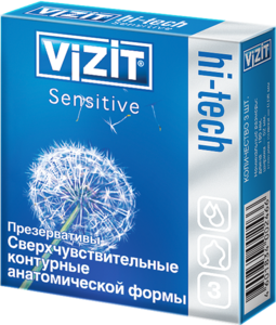 Vizit Hi-Tech Sensitive Презервативы сверхчувствительные 3 шт vizit hi tech comfort презервативы комфорт 12 шт