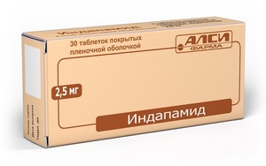 Индапамид-АЛСИ таблетки 2, 5 мг 30 шт индапамид алси таб ппо 2 5мг n30