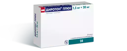 Диротон Плюс Капсулы с модифицированным высвобождением 1,5 мг + 20 мг 28 шт