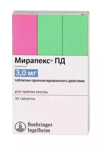 Мирапекс ПД Таблетки 3 мг 30 шт