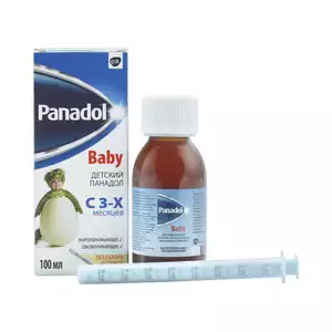 Панадол детский Средство жаропонижающее и болеутоляющее Cуспензия со шприцом 120 мг/5 мл 100 мл