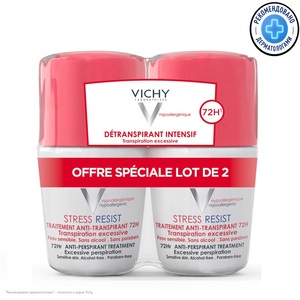 Vichy Анти-стресс Дезодорант шариковый защита 72 часа 50 мл 2 шт шариковый дезодорант регулирующий избыточное потоотделение vichy 48h 50 мл