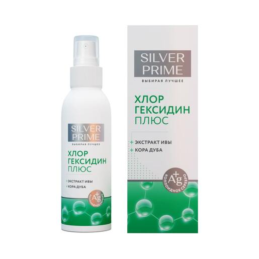Silverprime Хлоргексидин+ Лосьон для кожи антимикробный с ионами серебра и функциональными экстрактами Спрей 100 мл