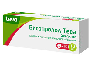 Бисопролол-Тева Таблетки покрытые пленочной оболочкой 10 мг 30 шт
