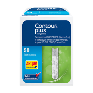 Contour Plus Тест-полоски для измерения уровня глюкозы в крови 50 шт