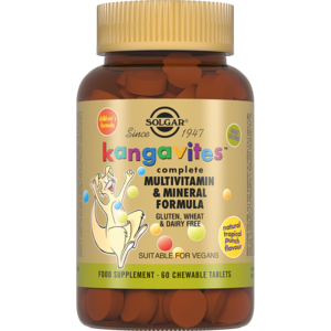 Solgar Kangavites Таблетки жевательные с витаминами и минералами со вкусом тропических фруктов 60 шт sundown naturals мультивитамины для женщин с биотином и коллагеном малина 150 жевательных таблеток