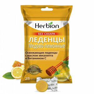 Herbion Леденцы Медово-Лимонные без сахара 2,5 г 25 шт кармолис мед и витамин с детские вишня леденцы 75г