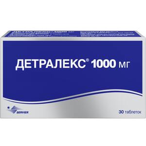 Лекарственное средство Детралекс Таблетки покрытые пленочной оболочкой 1000 мг 30 шт детралекс таблетки 1000 мг 30 шт