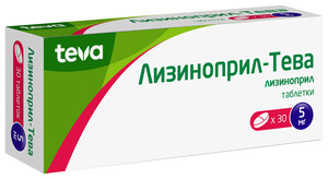 Лизиноприл-Тева Таблетки 5 мг 30 шт