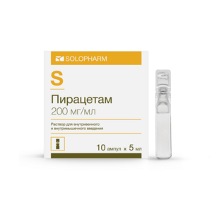 Пирацетам - Солофарм Раствор для инъекций 200 мг/мл 5 мл ампулы 10 шт