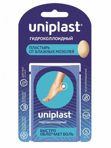Uniplast Лейкопластырь гидроколлоидный от влажных мозолей малый 20 х 60мм 6 шт