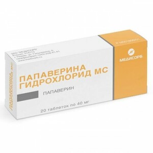 Папаверина гидрохлорид Таблетки 40 мг 20 шт цена и фото