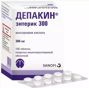 Депакин энтерик 300 Таблетки покрытые кишечнорастворимой оболочкой 300 мг 100шт