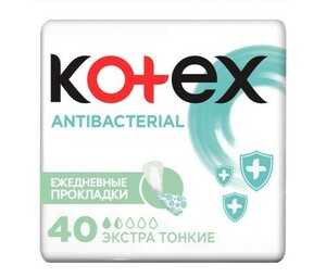 Kotex Прокладки ежедневные антибактериальные экстра тонкие 40 шт