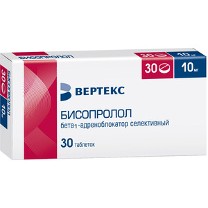 Бисопролол-Верте Таблетки покрытые оболочкой 10 мг 30 шт 40142