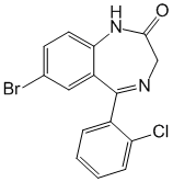 Формула действующего вещества Бромдигидрохлорфенилбензодиазепин