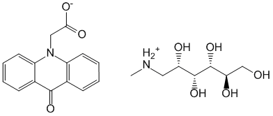 Формула действующего вещества Меглюмина акридонацетат