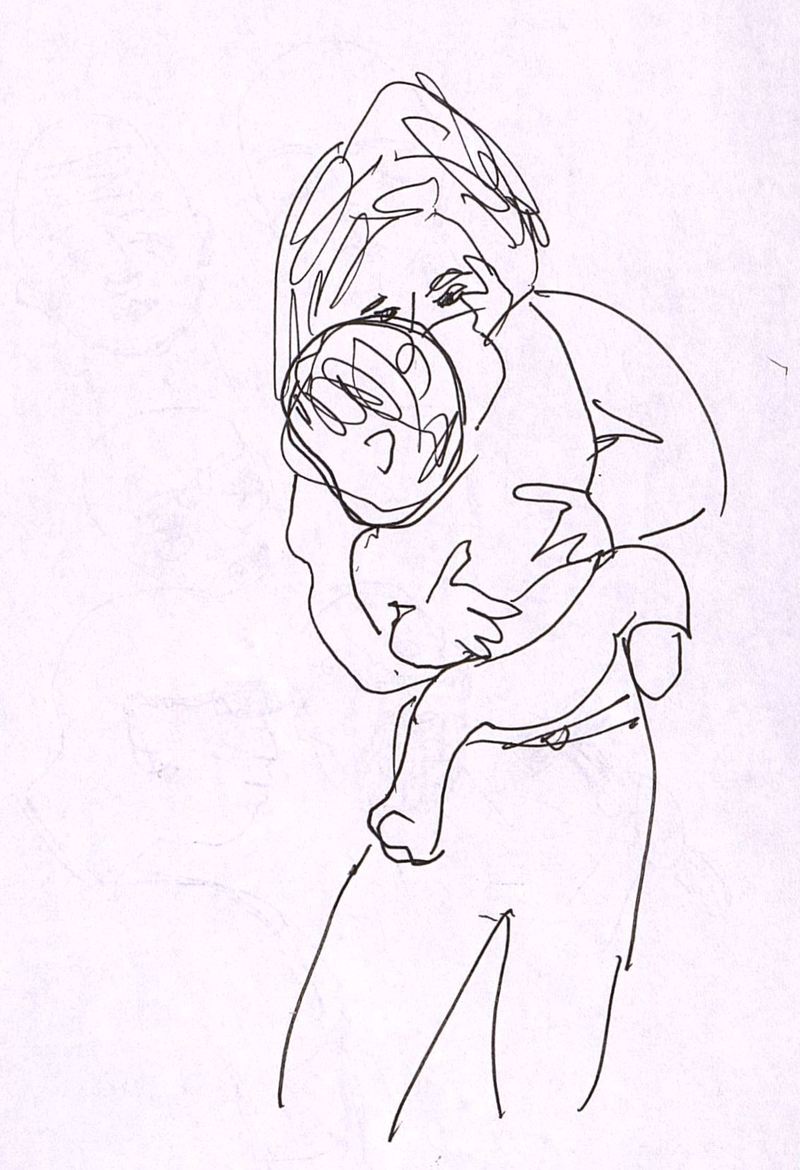 Рисунок из цикла «Мамы с детьми»