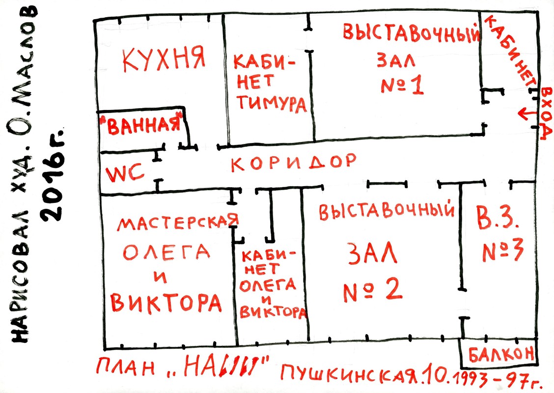Рисунок Олега Маслова «План „НАИИ“, Пушкинская 10. 1993–1997»