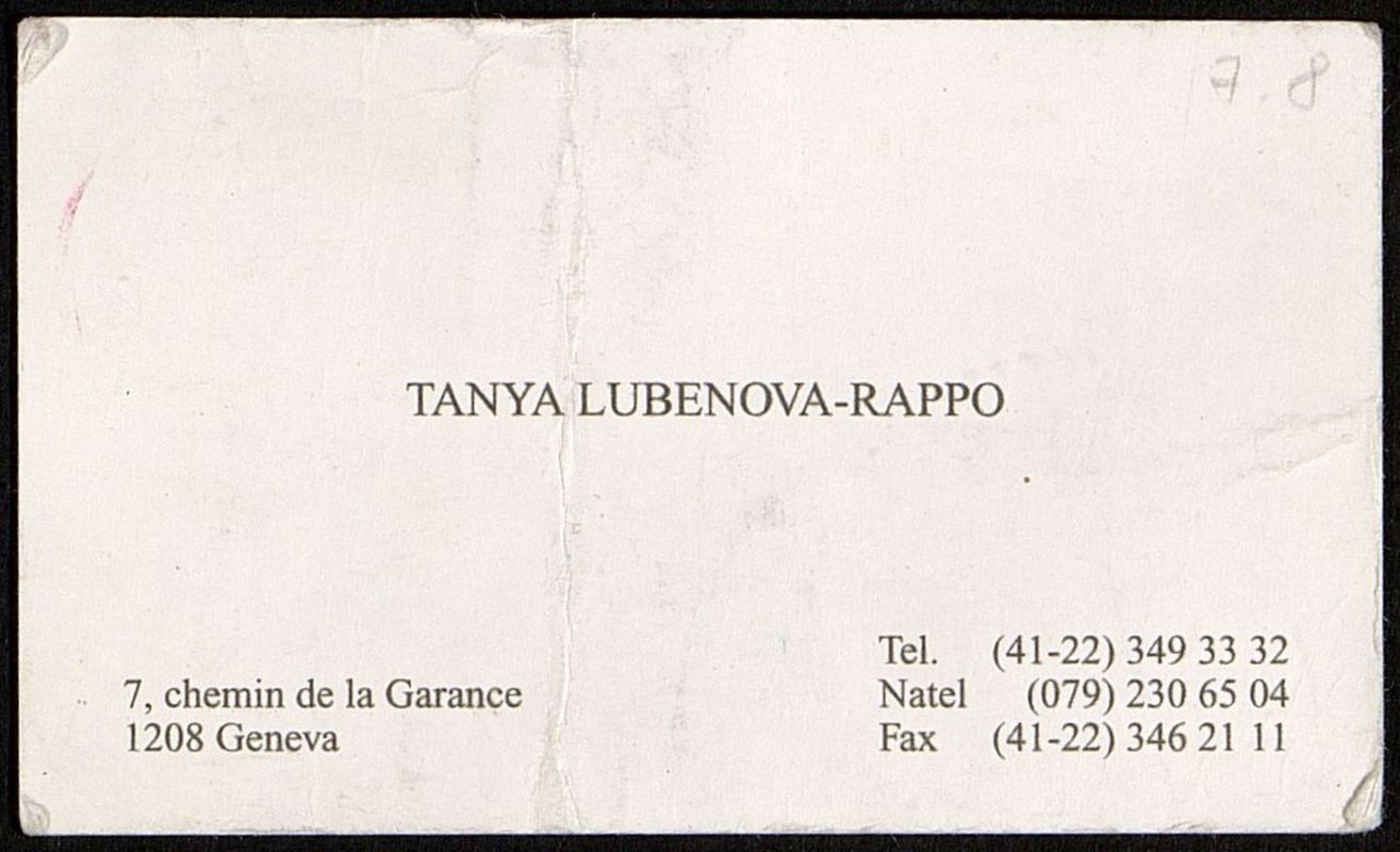 Визитка Tanya Lubenova‑Rappo