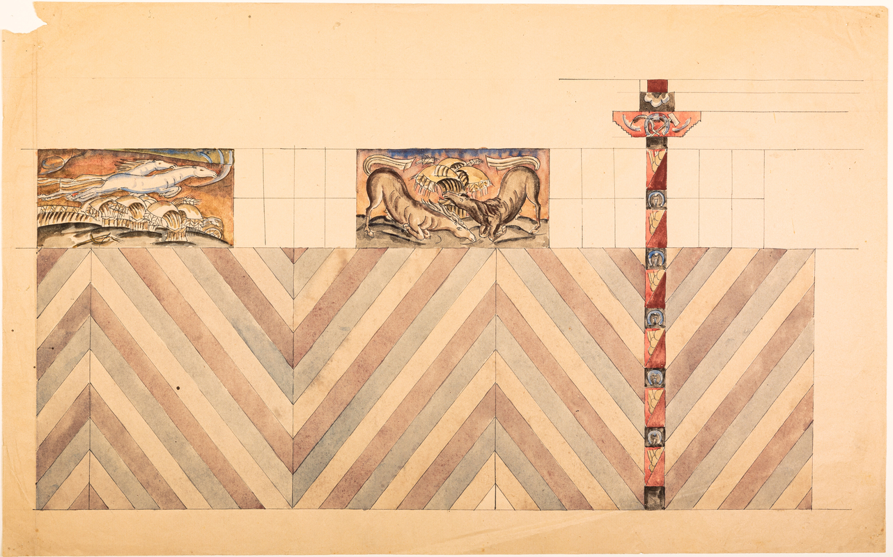 Эскиз наружной росписи конюшен павильона «Животноводство»