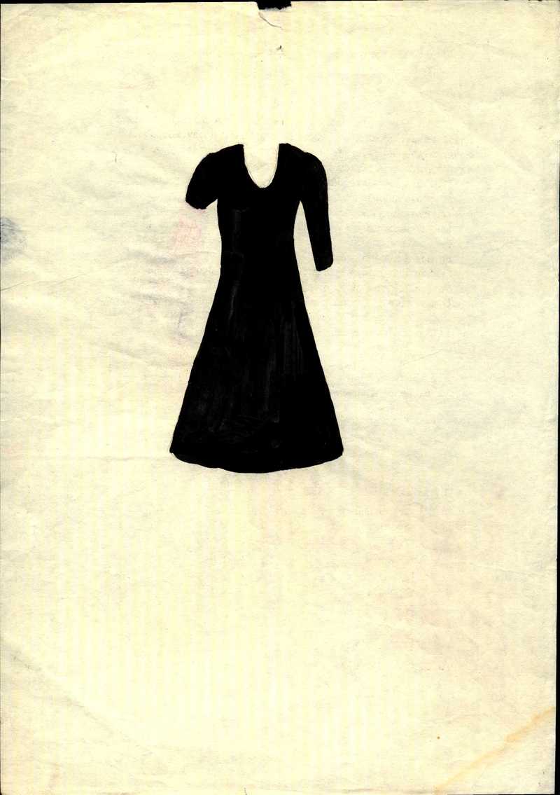 Эскиз чёрного платья с рукавами разной длины Натальи Першиной‑Якиманской