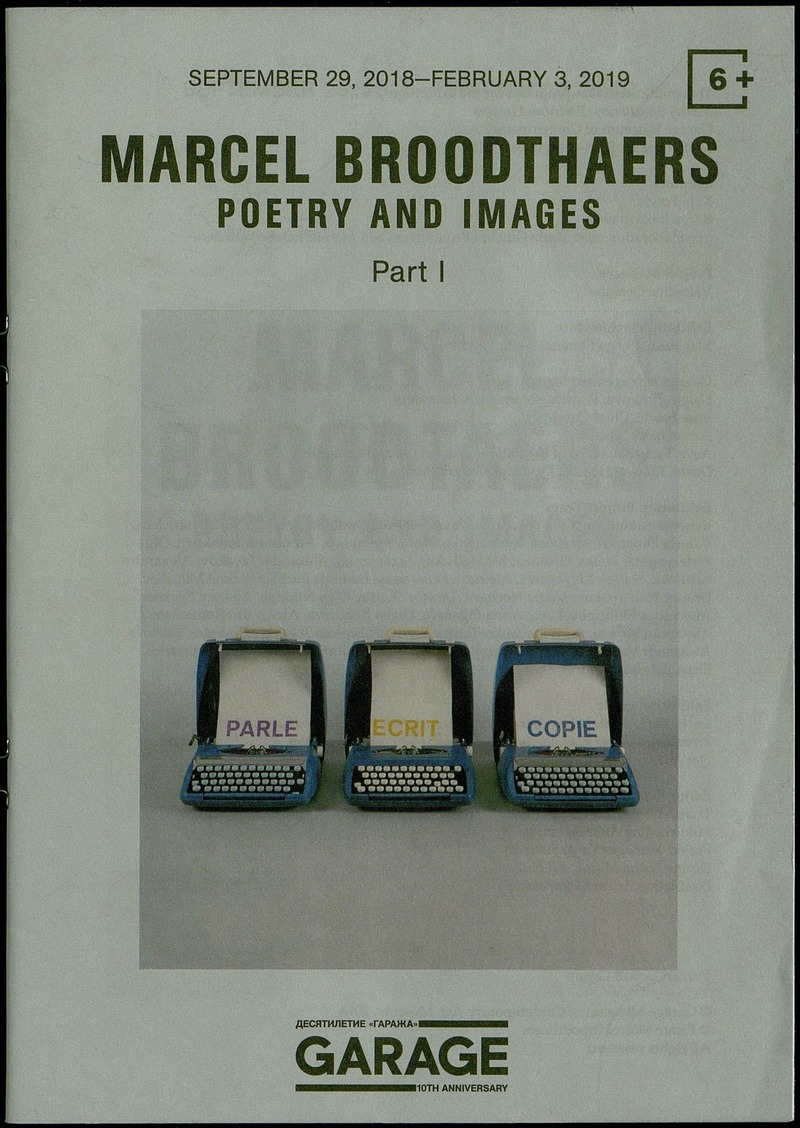 Marcel Broodthaers. Poetry and Images. Part I