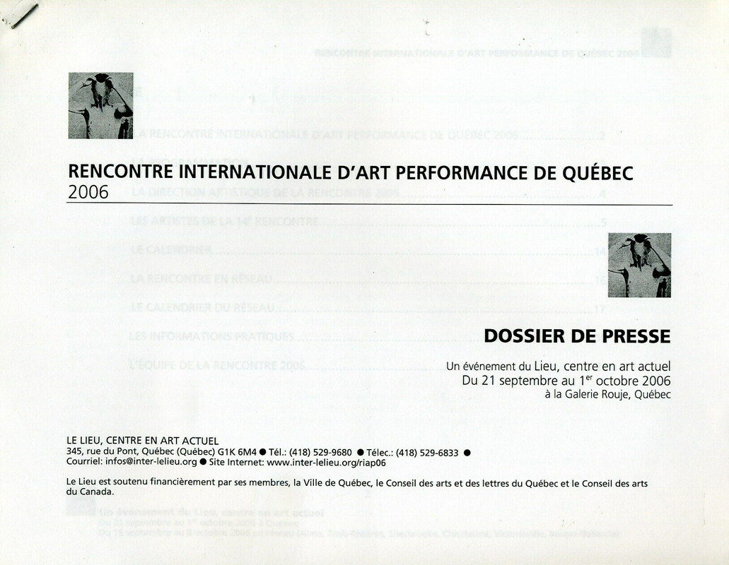 Recontre Internationale d'Art Performance de Quebec 2006