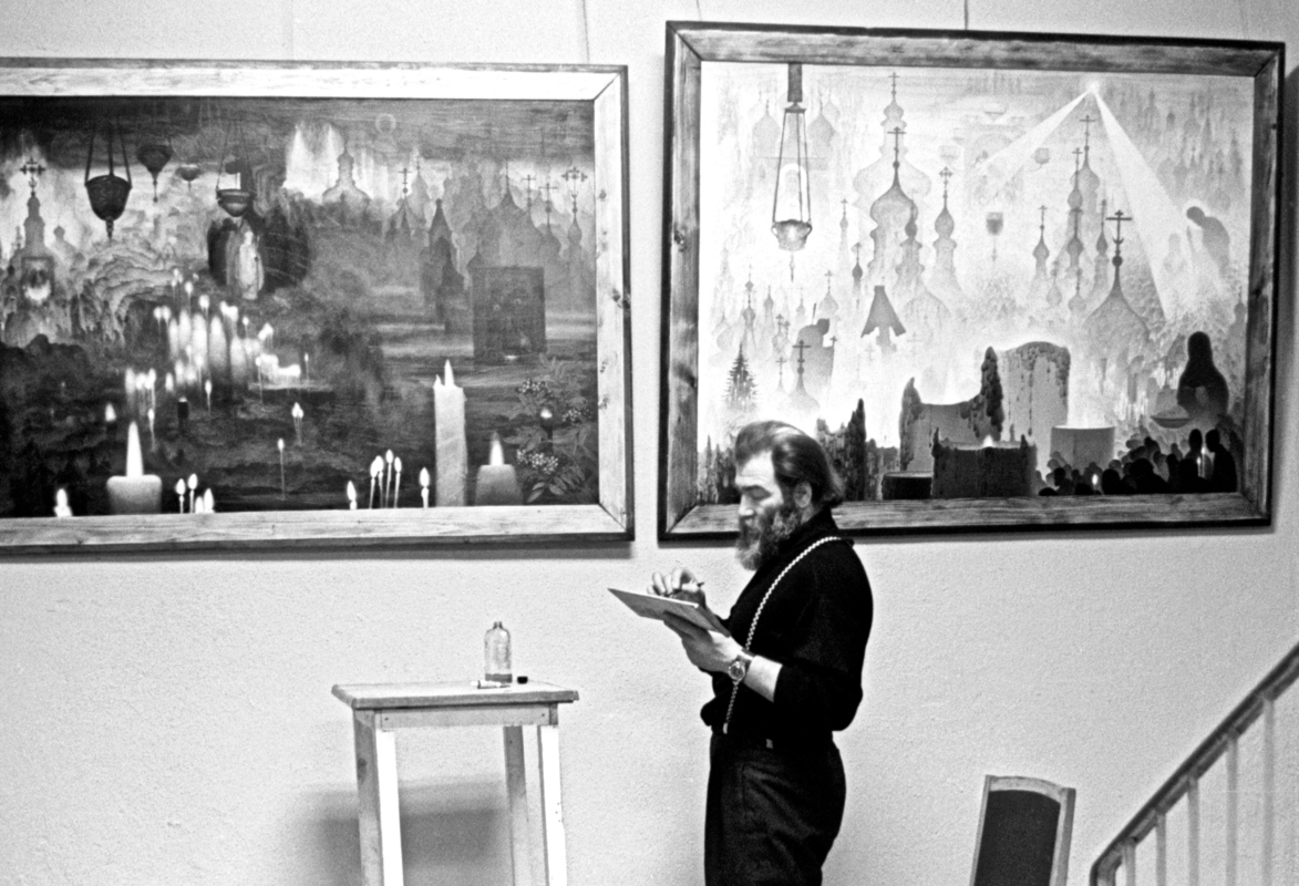 Виталий Линицкий на 1‑й выставке живописной секции в Горкоме графиков. Москва